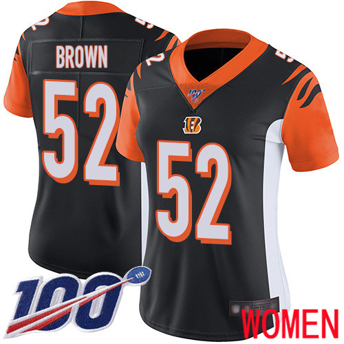 Cincinnati Bengals Limited Black Women Preston Brown Home Jersey NFL Footballl #52 100th Season Vapor Untouchable->women nfl jersey->Women Jersey
